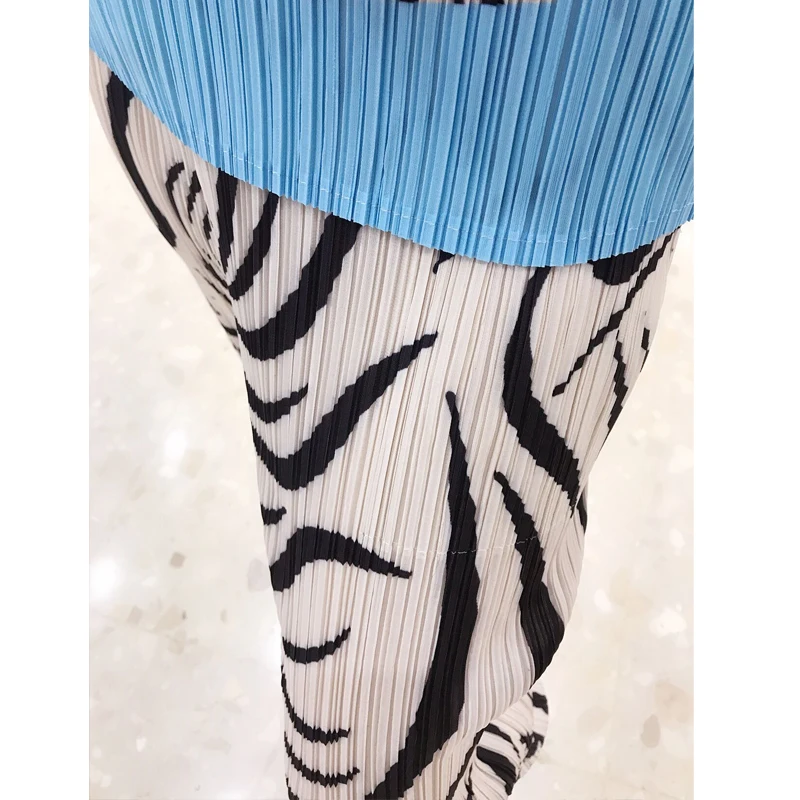 Changpleat 2019 новые женские прямые брюки с рисунком зебры Miyak плиссированные модные женские брюки с эластичной резинкой на талии большого