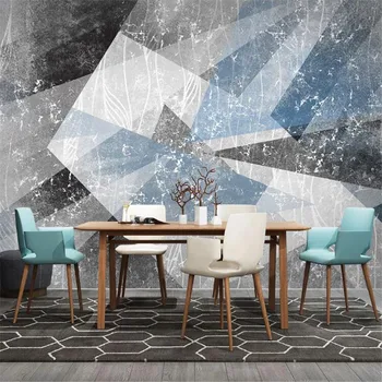 

Large 3D Wallpaper Mural Custom Nordic Abstract Geometric Lines Retro TV sofa background wallpaper mural
