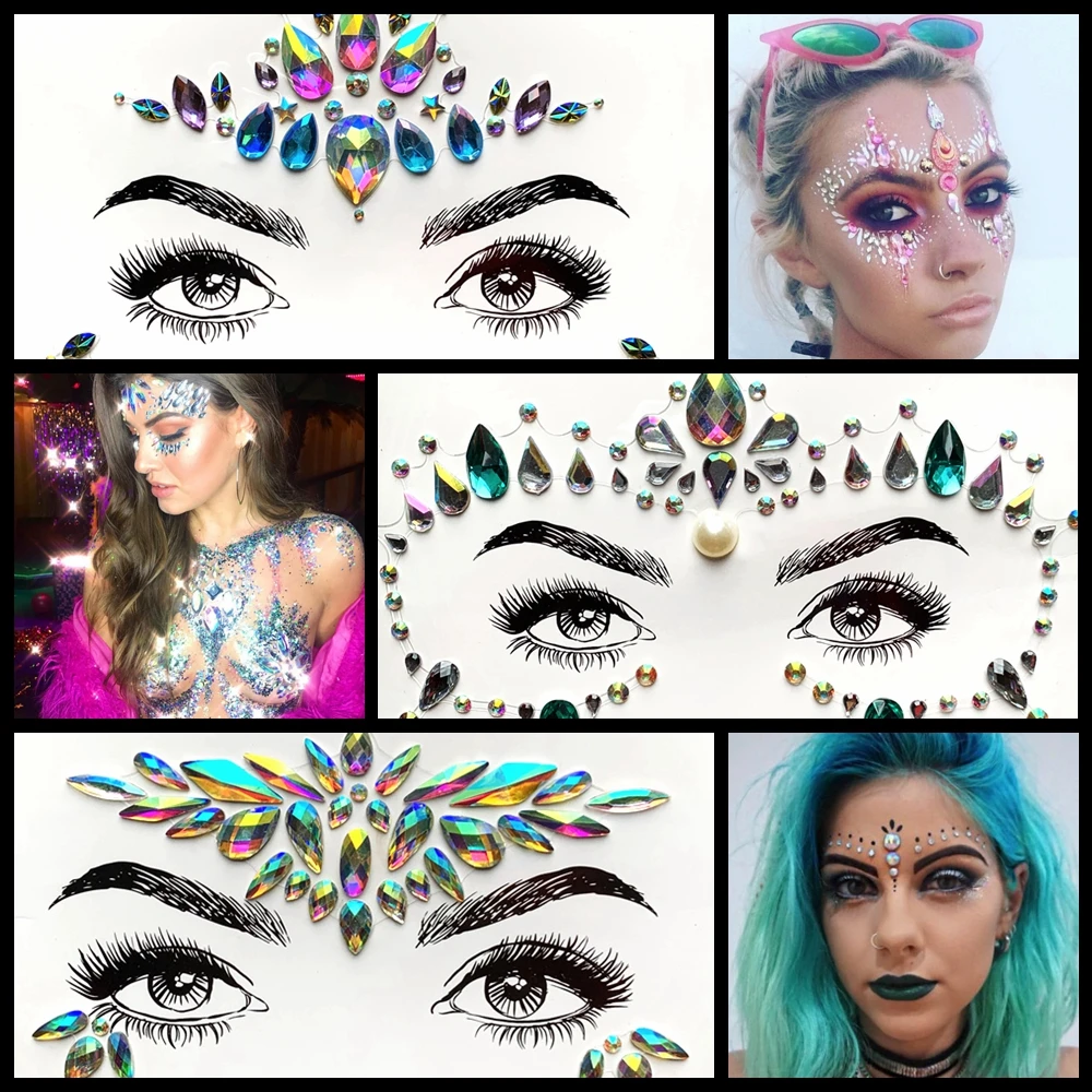 Блестящие тату наклейки для глаз хрустальные брови лоб лицо ювелирные изделия