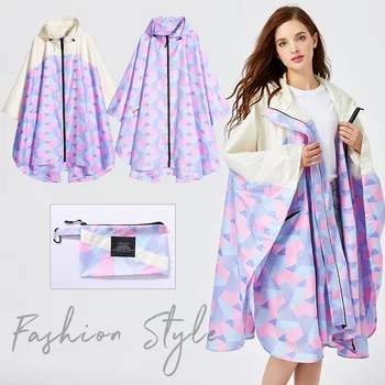 

2020-Style Geometry Cloak Raincoat Northern European-Style Windbreaker Poncho Women Raincoat Windbreaker Trench Coat Hood Women