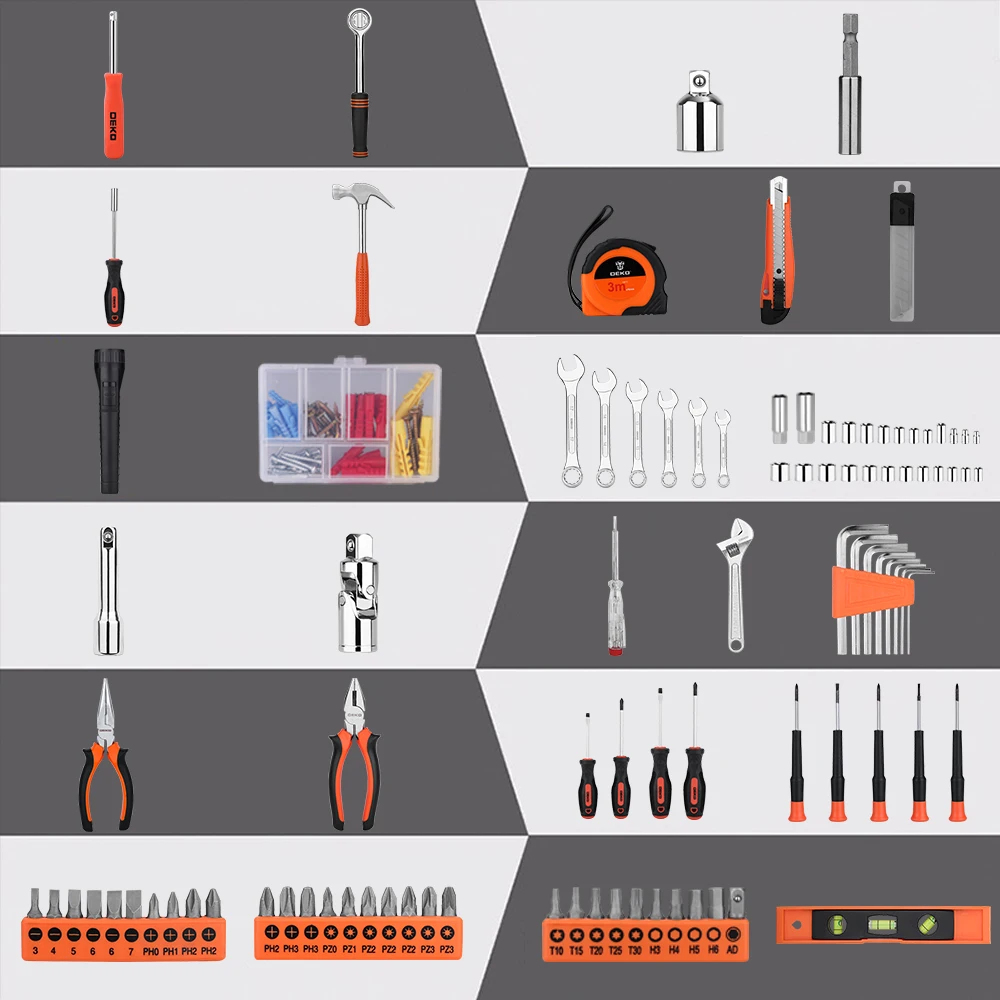 DEKO 208 Pcs Professional Car Repair Tool Set Auto Ratchet Spanner Screwdriver Socket Mechanics Tools Kit W/ Blow-Molding Box DEKO 208 Pcs Professional Car Repair Tool Set Auto Ratchet Spanner Screwdriver Socket Mechanics Tools Kit W/ Blow-Molding Box