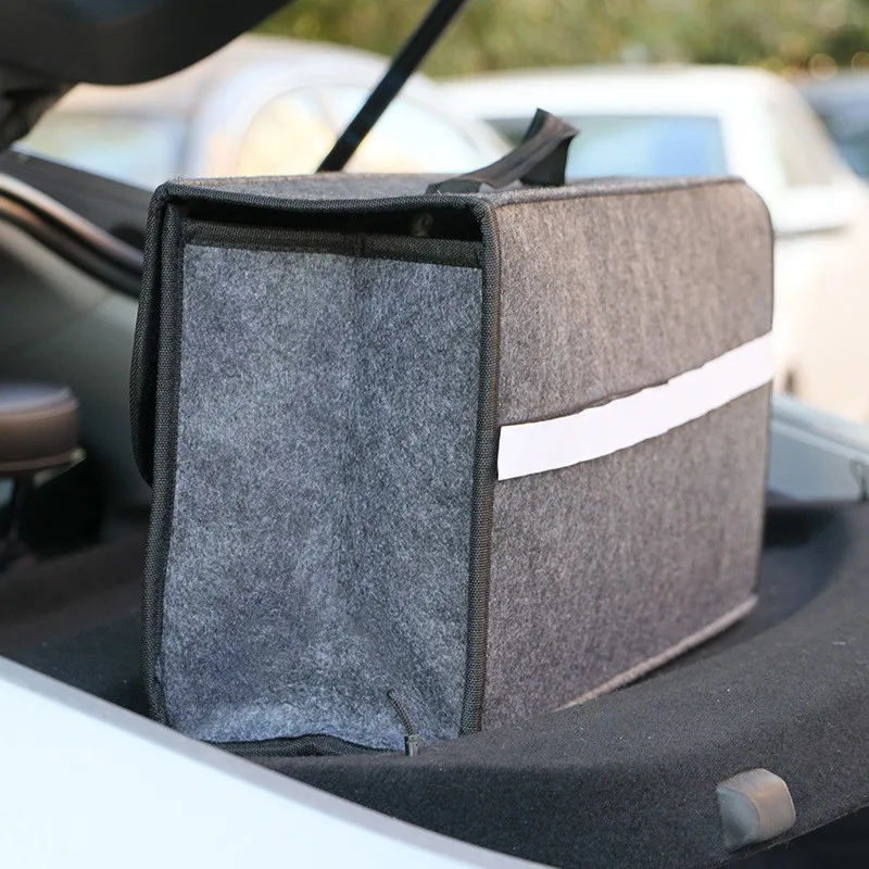Soft Felt Car Bag Organizer Folding Car Storage Box Non Slip Fireproof