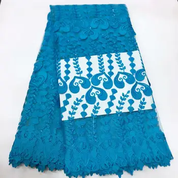 

Sky Blue French Nigerian Laces Fabric High Quality 3 d flowers Tulle African Lace Fabric Wedding African French Tulle Lace