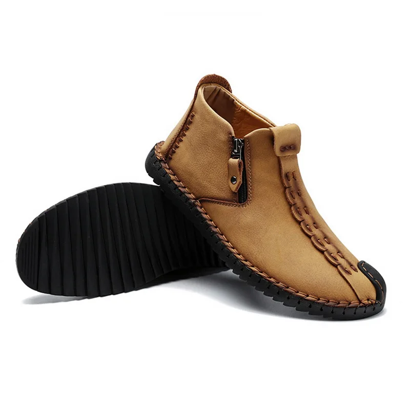 HEFLASHOR/Бархатная Зимняя Теплая мужская повседневная кожаная обувь на шнуровке в деловом стиле для взрослых; однотонные полуботинки для студентов; chaussure homme