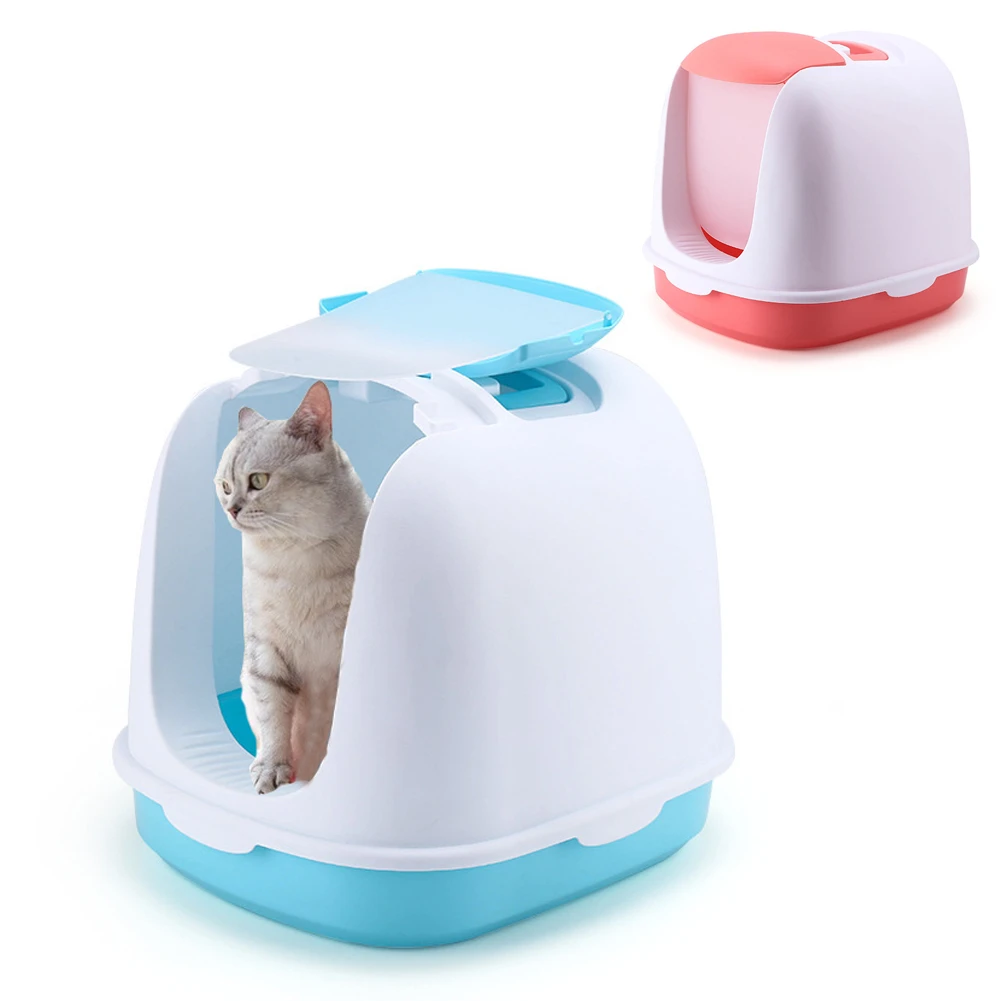 Totally Closed Cat Sandbox Kitten Litter Box with Scoop Pet Toilet Training Detachable Anti Splash Bedpan Pets Cleaning Supplies
