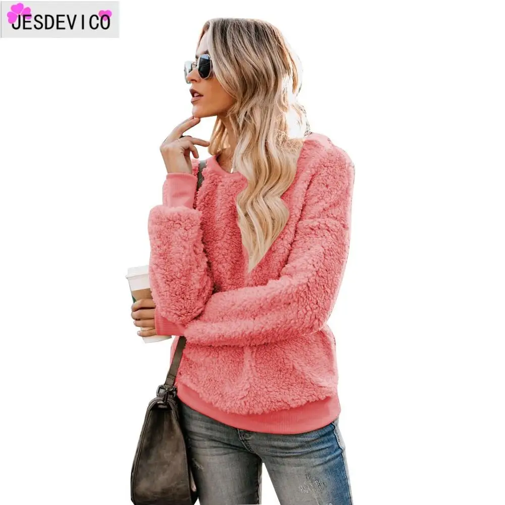 NEW Knitted Fluffy Plush Women's Keep warm coat Sweater Long Sleeve Female Round Neck Pullover 2019 Autumn Winter Loose Jumpers | Женская