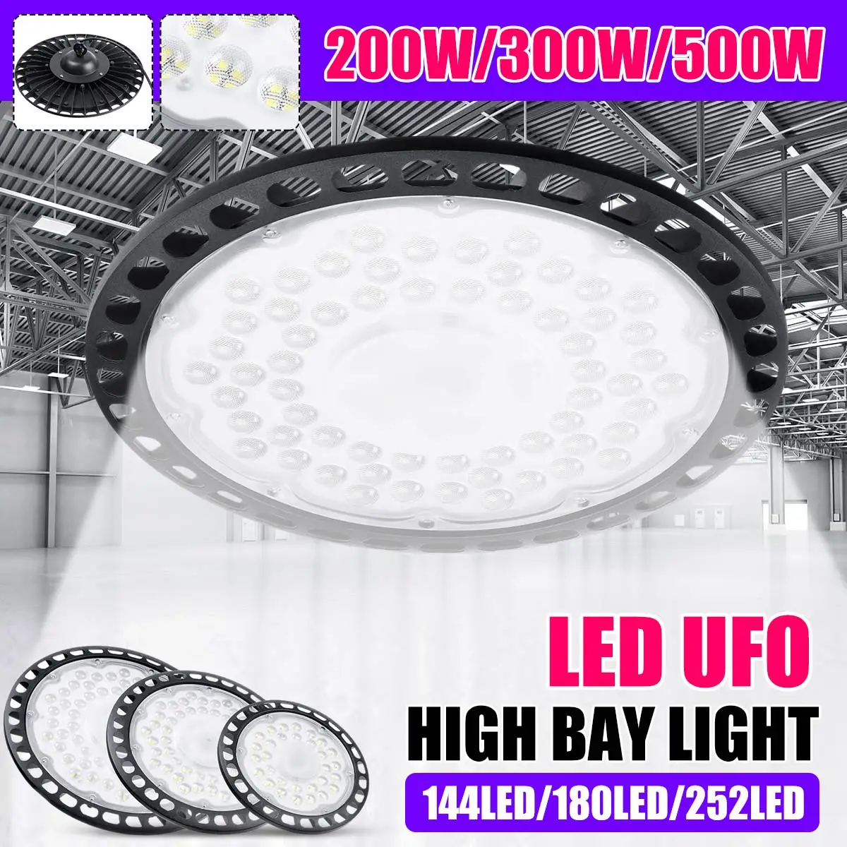 UFO LED High Bay Light 100/200/300/500W Low Bay Warehouse Industrial Light Fedex 