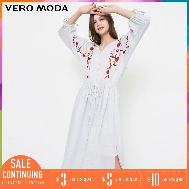 Бренд Vero Moda 2019 весеннее летнее платье женское с v-образным вырезом и рукавами 3/4 из