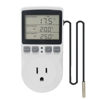 

Digital Temperature Controller Socket 110V Wireless Thermostat Socket with Timer Switch Multifunctional Plug US Plug
