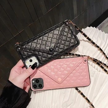 

YXAYN Luxury Envelope Card package leather case for iphone X XR XS MAX 7 8 plus 7plus 11 Pro Crossbody bag back cover