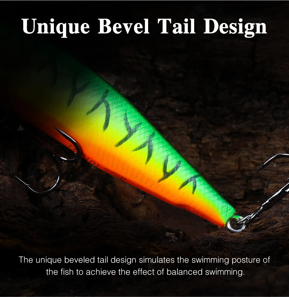 TSURINOYA Jerkbait DW101 77mm 8,5 Aussetzung Minnow Angeln Köder 77SP Künstliche Harte Köder Bewegung System Hecht Angeln Wobbler – Detail 12