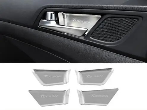 Sliver 4pcs Интерьер автомобиля наклейку дверные ручки чаши Крышка наручные Чаша отделка стикер для Hyundai Tucson Accessrioes 4 предмета в комплекте - Название цвета: Sliver 4pcs