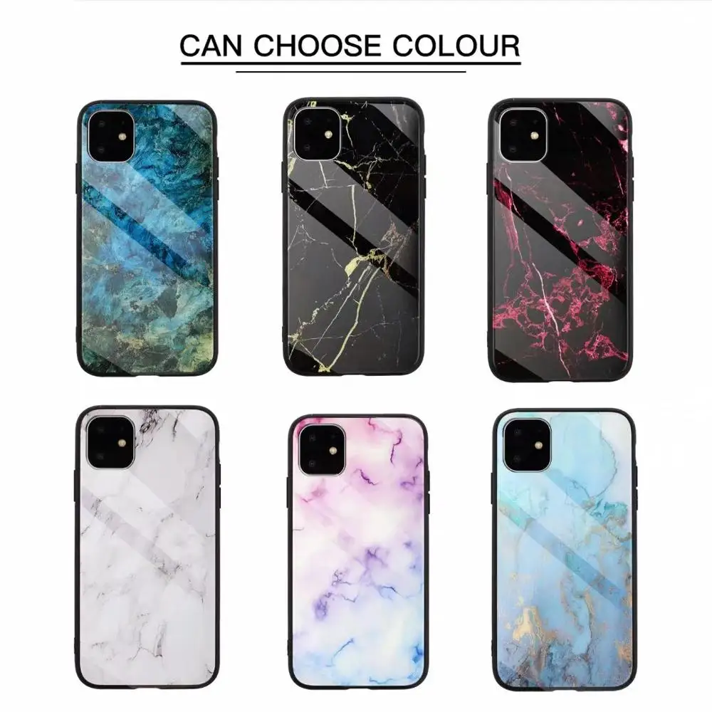 

Luxury Marble Tempered Glass Phone Case For IPhone 12 mini 11 Pro XR XS Max 7 8 Plus SE2 Cover for Samung S20 S9 S10 Note 8 9 10