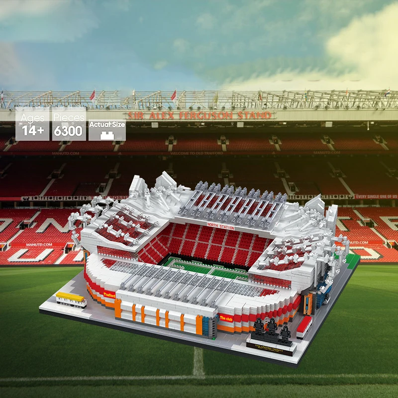 Stadium Model 6300pcs Mini Blocks Architecture Building Toy Brinquedos Football Field Old Trafford Kids Present For Man Gifts | Игрушки и