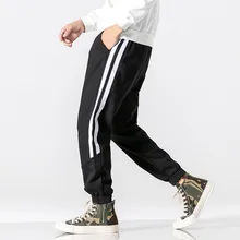 Брюки для бега, мужские спортивные штаны, мужские полосатые модные повседневные брюки, свободные индивидуальные полосатые простые спортивные брюки, Dresowe Gh4