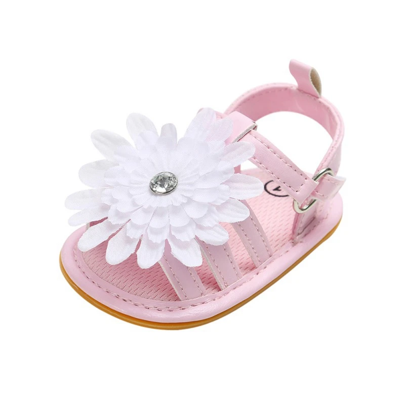Hilittlekids летний костюм для малышей; для маленьких девочек мягкая подошва сандали для детей преддошкольного возраста из кожи пу; сандалия цветы Карамельный цвет пляжная обувь - Цвет: Розовый