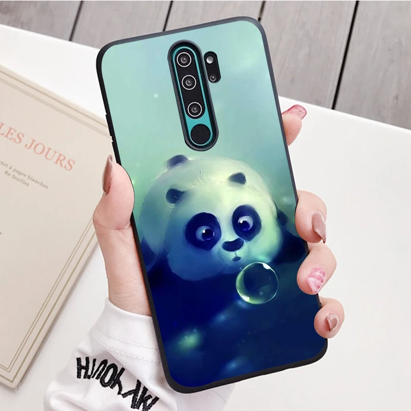 Animal Panda black Silicone Phone Case For Redmi note 9 8 7 Pro S 8T 7A Cover case for xiaomi