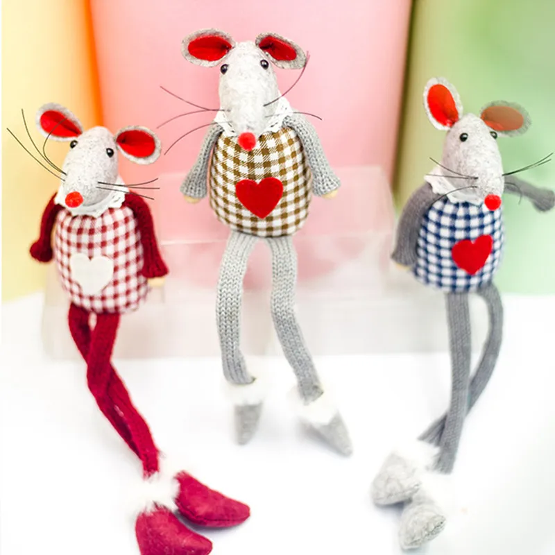 

Cute Cartoon Mouse Plush Doll Christmas Decoration Ornament Long-legged Mouse Doll Xmas Gift Christmas Party Decor for Home