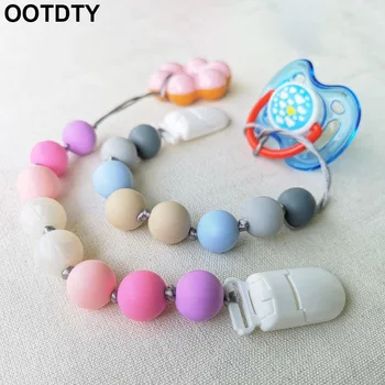 

Silicone Beads Pacifier Clip Colorful Pacifier Chain for Baby Teething Soother Chew Toy Dummy Clips