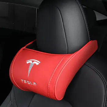 6 kolorów zagłówek samochodowy dla Tesla Model 3 S X zagłówek fotela samochodowego poduszka pod kark poduszka Auto szyję głowę akcesoria samochodowe wnętrze tanie i dobre opinie CN (pochodzenie) z włókien syntetycznych Sztuczna skóra For Tesla Model 3 S X Auto Accessories Car Seat Headrest Car Accessories
