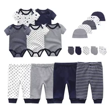 Ensembles pour Nouveau Né Assortis et Unisexe en Coton Avec Bodys, + Pantalons + Bonnets + Gants pour Bébé Garçon et Fille, Vêtements pour Jeune Enfant Avec le Bas, le Haut, le Chapeau et les Gants, Collection 2021 