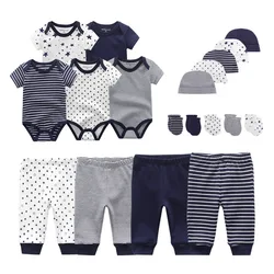 Ensembles pour Nouveau Né Assortis et Unisexe en Coton Avec Bodys, + Pantalons + Bonnets + Gants pour Bébé Garçon et Fille, Vêtements pour Jeune Enfant Avec le Bas, le Haut, le Chapeau et les Gants, Collection 2021 