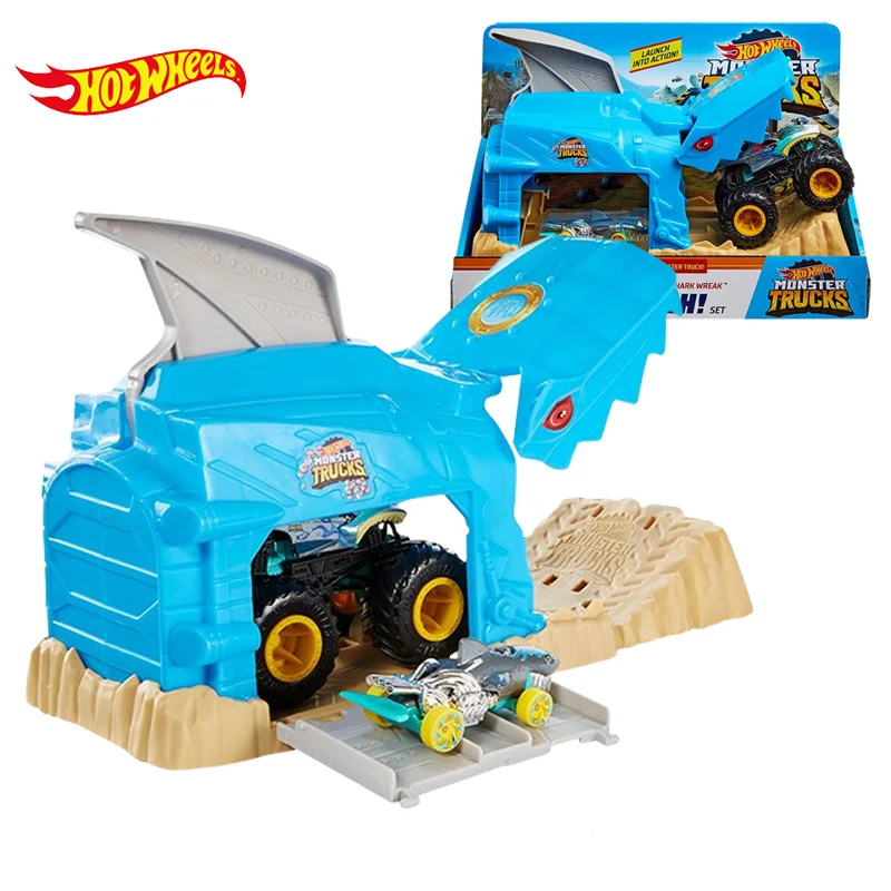 

Original Hot Wheels Monster Truck Launcher Play Sets 1:64 Hot Wheels Car Hotwheels Car Toy Toys for Boys Giant Wheels Diecast