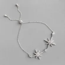 Бусы, цепочка, регулируемые 925 пробы, серебряные браслеты со звездами для женщин, девочек, детей, Роскошные AAA циркониевые браслеты, детские ювелирные изделия