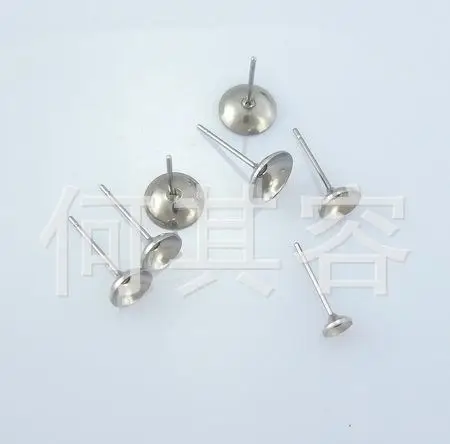 DIY круглые бусины из нержавеющей стали аксессуары для ухода 4 мм жемчужная чаша-держатель Ушная игла не аллергия не выцветает аксессуары