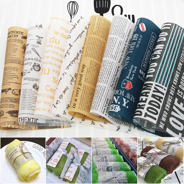 25Pcs/Lot Wax Paper Food Grade Grease Paper Food Wrappers Wrapping Paper For Bread Sandwich Burger Fries Oilpaper Baking Tools 2