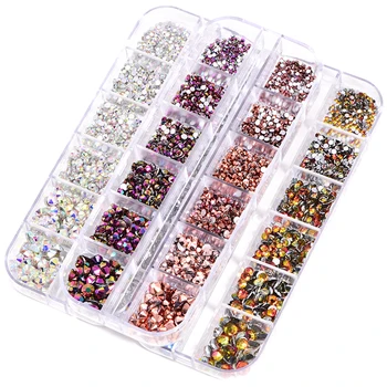 

1400pcs/box Mix Sizes Glass Crystal Non Hotfix Rhinestone Set Flatback Crystal Nail Rhinestone Diamond For DIY Decorations B3922