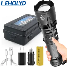 XHP100 lampe de poche LED 9 cœurs batterie externe fonction torche Usb Rechargeable 18650 ou 26650 batterie Zoomable en alliage d'aluminium lanterne