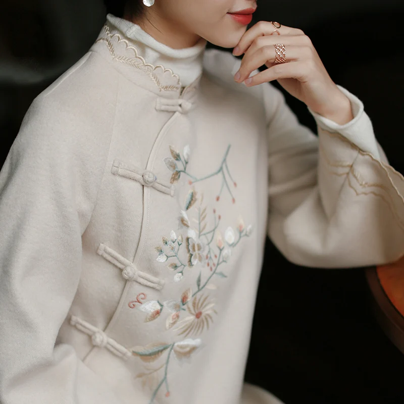 ROJAY, новое улучшенное длинное шерстяное платье Cheongsam, молодежная мода, двустороннее шерстяное платье, прямое, изящное, зимнее