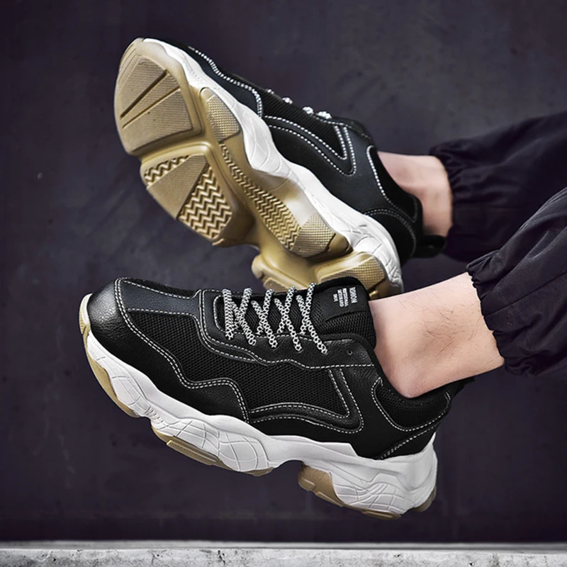 

Vulcanized Running Shoes Male Sneakers New Fashion Summer Air Mesh Breathable Wedges Sneakers For Men Plus Size 39-44