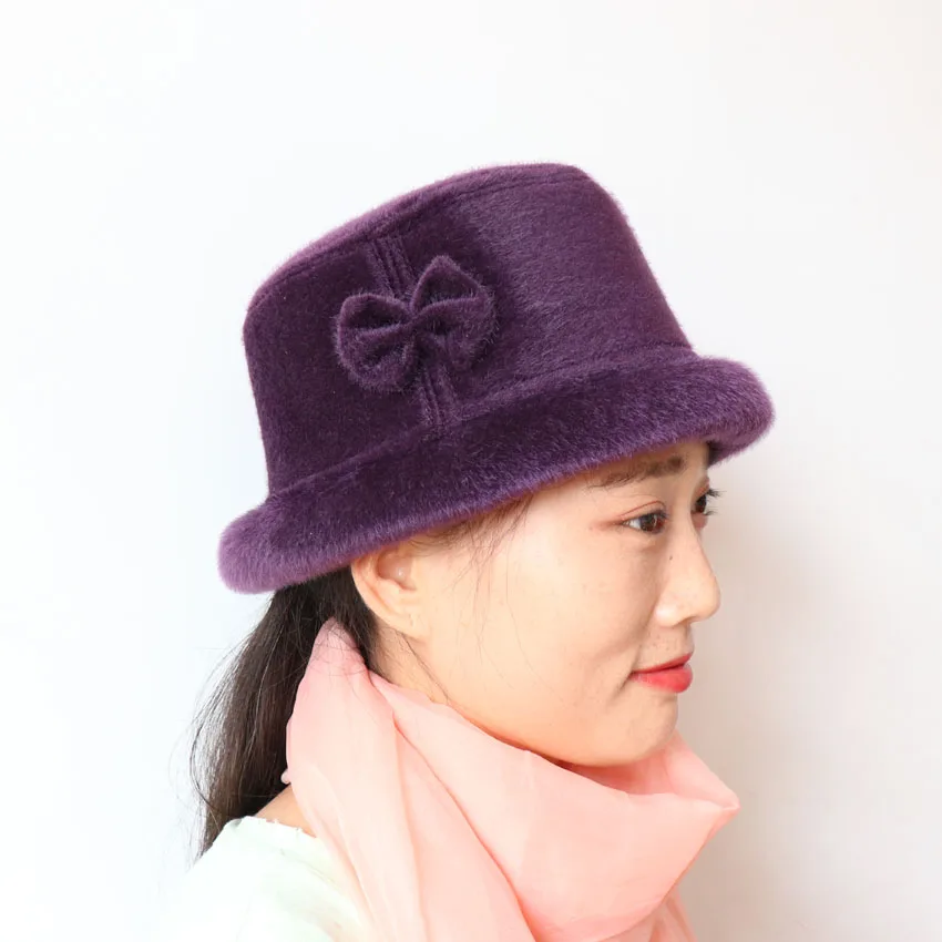 

Winter Elder Woman Warm Hat Grandmother Woolen Knitted Cap Middle Age Lady Fashion Wool Cap Mother Hat