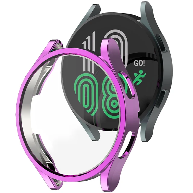 Protective Case for Samsung Galaxy Watch 4 40mm 44mm, Soft TPU Cover Bumper Full Screen Protector for Galaxy Watch4 Accessories Purple