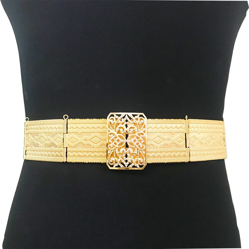 Elegant Round Metal Belt For Women Retro Gold Silver Carved Hollow