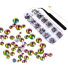 Декоративные сделай сам для маникюра, одежда, хрустальные стразы, набор ручек, инструмент с плоской задней частью, 6 размеров, пинцет, набор для маникюра, Набор круглых сумок