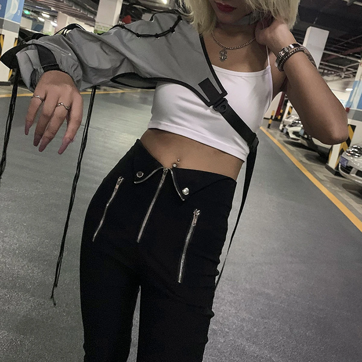 Женская Светоотражающая повязка на одно плечо светящийся темный Топ