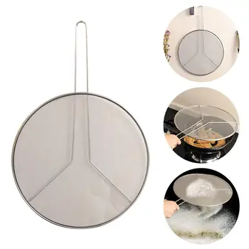 

30CM 304 Stainless Steel Splatter Screen Mesh Pot Lid Cover Silver Oil Frying Pan Lid Cooking Tools Kitchen Accessories