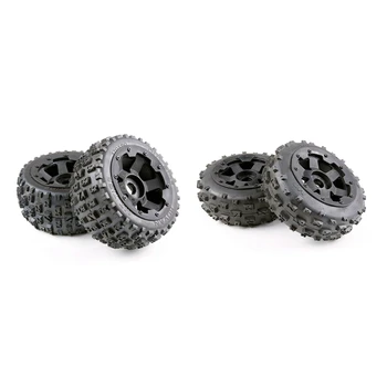 

4 Pcs Tyres and Wheel Hub Set for 1/5 Hpi Km Baja 5B Rc Car Parts- Rear 170X80 & 170X60