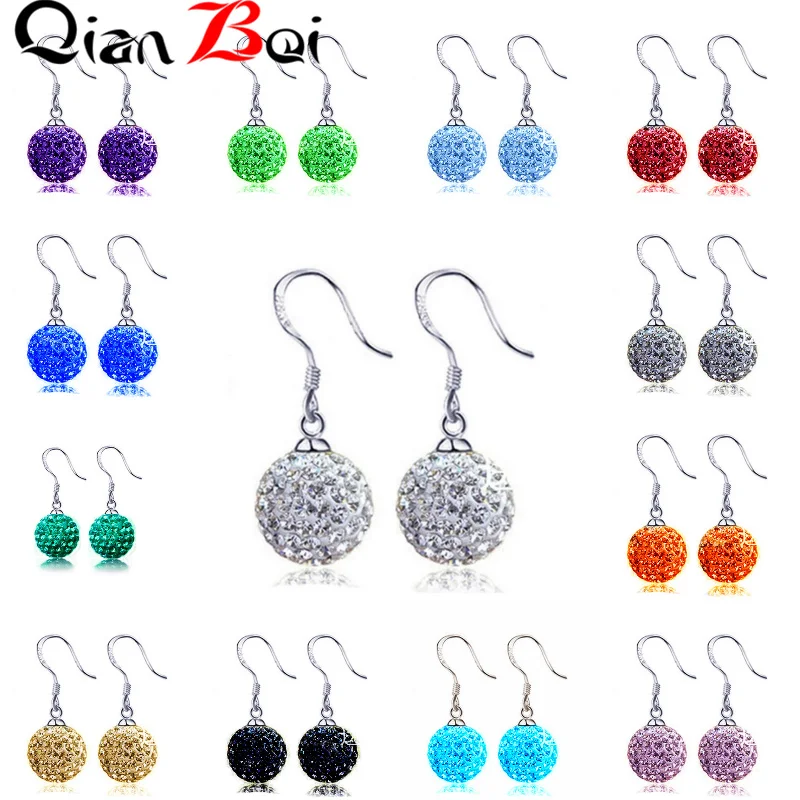 Multi-color ball crystal hook earrings for women