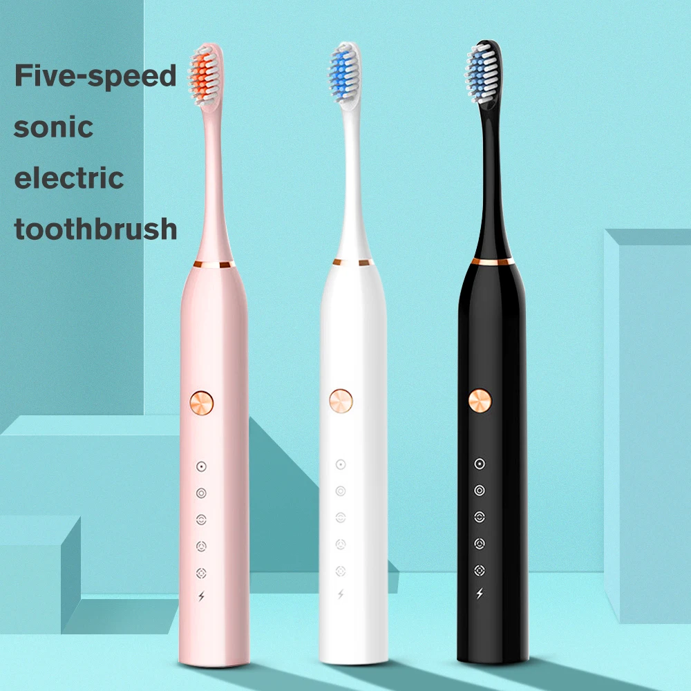 

Upgraded adult Waterproof Sonic Electric Toothbrush Tooth brush Head USB Fast Rechargeable Ultrasonic Automatic for Teeth Care
