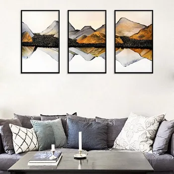 

New Chinese Style Zen Landscape Canvas Painting Mountain Water Reflection Wall Art Pictures For Living Room Bedroom Home Decor