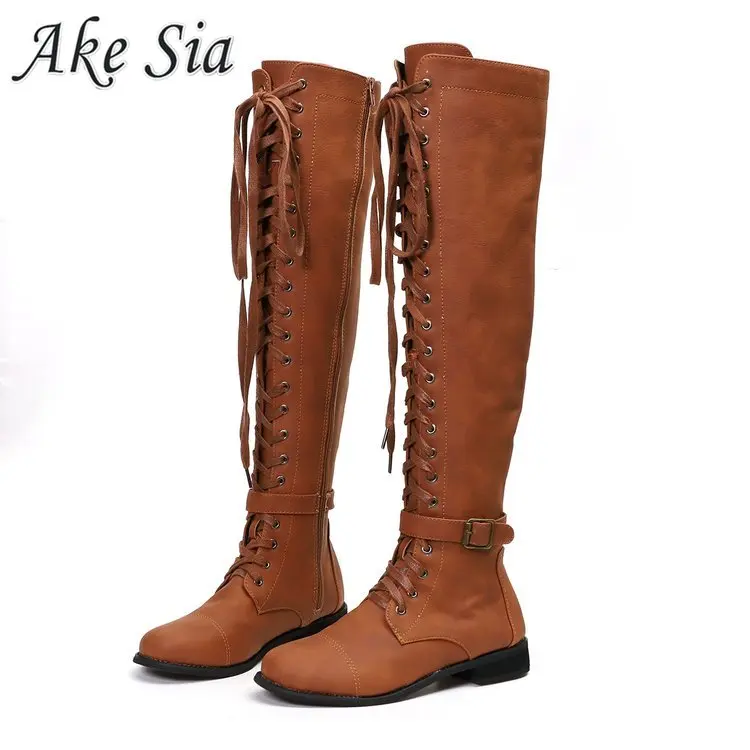 

Large size over knee boots female long boots 2019 new European and American thick with Martin boots with non-slip women's boots