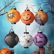 Декоративный светодиодный фонарь на хэллоуин, тыква, паук, череп, летучая мышь, подвесной фонарь светильник, украшение на хэллоуин, реквизит, вечерние принадлежности