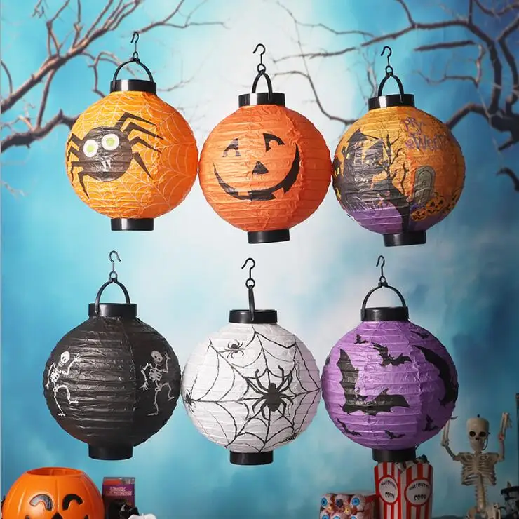 Декоративный светодиодный фонарь на хэллоуин тыква паук череп летучая мышь
