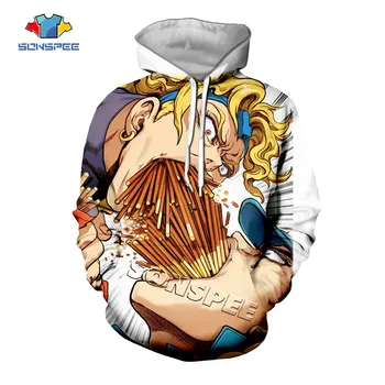 

SONSPEE JoJo's Bizarre Adventure 3D Anime Printing Hoodie Street wear Hip hop Funny Men Pullover Hooded tops Men's Hoody Shirts