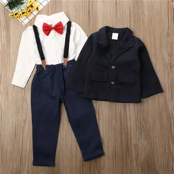 

2-7 Years Kids Boys Gentleman Suits White Dress Shirt For Boys Overalls Gentleman Blazer Outfits Boys Formal Suits Kids Clothes