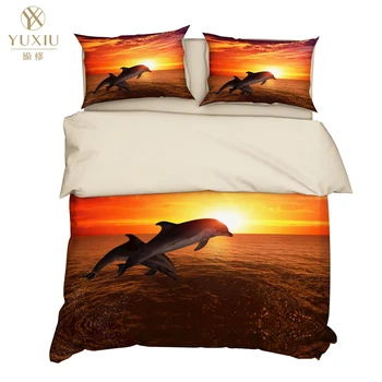 

YuXiu Luxury 3D Bedding Set Sea Dolphin Duvet Covers 3Pcs Sets Bed Linen Quilt Cover King Queen Full Twin Double Size